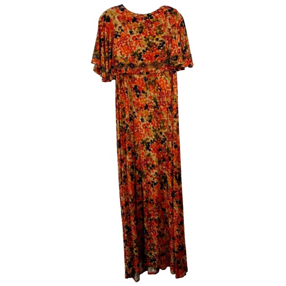 Soft Surroundings Multicolored Floral Beaded Top Overlay Maxi Dress Size M NWT - Picture 2 of 9